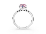 White gold Fancy Pink Heart  Solitaire Beaded Band with Four-Prong Setting_45