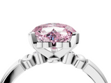 White gold Fancy Pink Heart  Solitaire Beaded Band with Four-Prong Setting_46