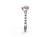White gold Fancy Pink Heart  Solitaire Bezel Accent Diamond Engagement Ring with Beaded Band and Four-Prong Setting_45