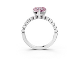 White gold Fancy Pink Heart  Solitaire Bezel Accent Diamond Engagement Ring with Beaded Band and Four-Prong Setting_46