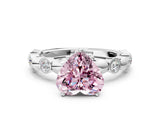 White gold Fancy Pink Heart  Solitaire Bezel-Set Diamond Ring with Beaded Band and Four-Prong Setting_32