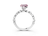White gold Fancy Pink Heart  Solitaire Bezel-Set Diamond Ring with Beaded Band and Four-Prong Setting_35
