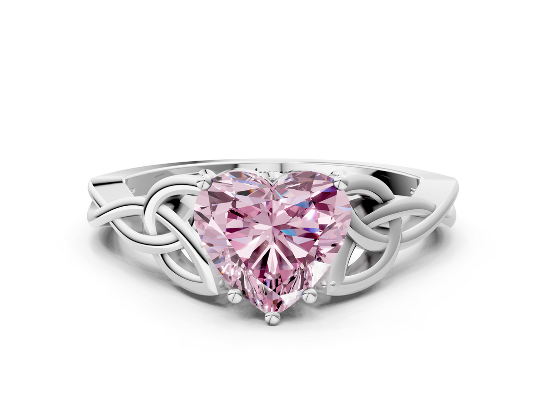 White gold Fancy Pink Heart  Solitaire Celtic Knot Engagement Ring with Four-Prong Setting_42