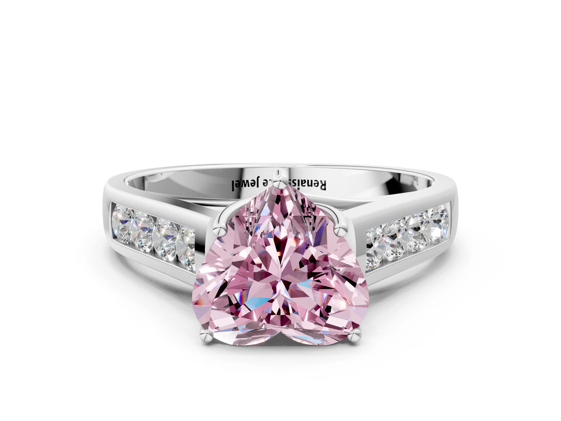 White gold Fancy Pink Heart  Solitaire Channel-Set Diamond Engagement Ring with Four-Prong Setting_32