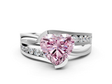 White gold Fancy Pink Heart  Solitaire Channel-Set Split Shank Ring with Tension Prong Setting_3
