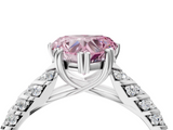 White gold Fancy Pink Heart  Solitaire Chevron Pave Diamond Engagement Ring with Six-Prong Setting_7