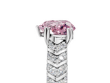 White gold Fancy Pink Heart  Solitaire Chevron Pave Diamond Engagement Ring with Six-Prong Setting_8