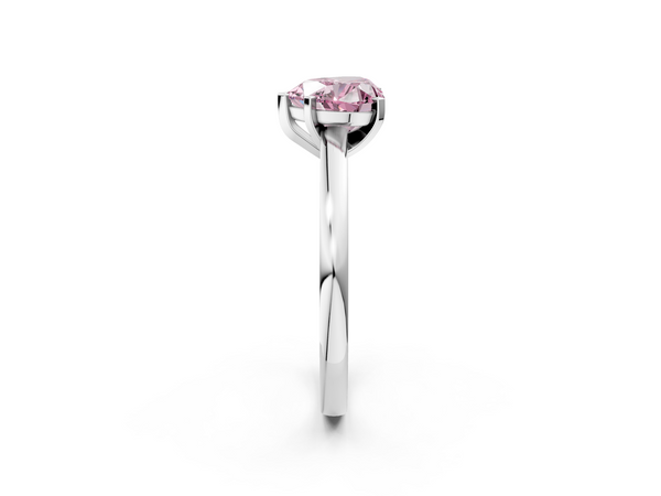 Platinum Fancy Pink Heart  Solitaire Diamond Engagement Ring with Four-Prong Setting on a Classic Band