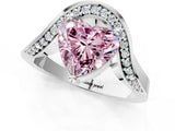 White gold Fancy Pink Heart  Solitaire Diamond Engagement Ring with Pave Band and Four-Prong Setting 2