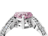 White gold Fancy Pink Heart  Solitaire Diamond Engagement Ring with Pave Band and Four-Prong Setting 5