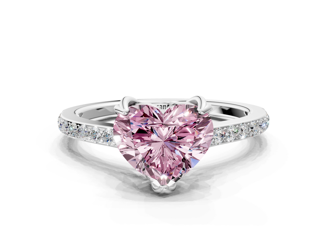 White gold Fancy Pink Heart  Solitaire Diamond Engagement Ring with Pave Band and Six-Prong Setting_20