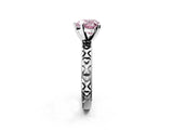 White gold Fancy Pink Heart  Solitaire Diamond Engagement Ring with XO Engraved Band and Four-Prong Setting 6