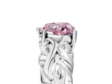 White gold Fancy Pink Heart  Solitaire Diamond Leaf Vine Band with Prong Setting_69