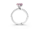 White gold Fancy Pink Heart  Solitaire Diamond Pavé Band with Four-Prong Setting_45