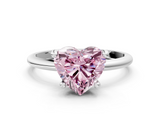 White gold Fancy Pink Heart  Solitaire Diamond Ring with 4-Prong Setting on a Classic Band_3