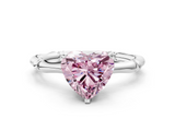 White gold Fancy Pink Heart  Solitaire Diamond Ring with Bamboo Band and Four-Prong Setting_50