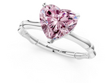 White gold Fancy Pink Heart  Solitaire Diamond Ring with Bamboo Band and Four-Prong Setting_51