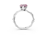 White gold Fancy Pink Heart  Solitaire Diamond Ring with Bamboo Band and Four-Prong Setting_53