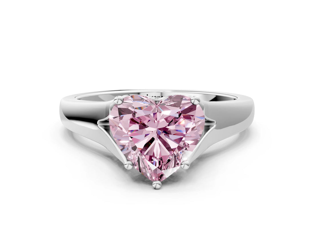 White gold Fancy Pink Heart  Solitaire Diamond Ring with Cathedral Band and Four-Prong Setting_66