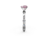 White gold Fancy Pink Heart  Solitaire Diamond Ring with Channel-Set Baguette Band and Four-Prong Setting_67