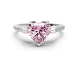 White gold Fancy Pink Heart  Solitaire Diamond Ring with Channel Set Band and Bezel Prong Setting_56