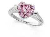 White gold Fancy Pink Heart  Solitaire Diamond Ring with Channel Set Band and Bezel Prong Setting_57