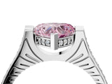 White gold Fancy Pink Heart  Solitaire Diamond Ring with Channel Set Band and Bezel Prong Setting_60