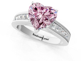 White gold Fancy Pink Heart  Solitaire Diamond Ring with Channel-Set Band and Four-Prong Setting_4