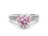 White gold Fancy Pink Heart  Solitaire Diamond Ring with Channel Set Band and Six-Prong Setting_48
