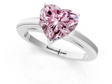White gold Fancy Pink Heart  Solitaire Diamond Ring with Four-Prong Setting and Classic Band_4