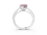 White gold Fancy Pink Heart  Solitaire Diamond Ring with Four-Prong Setting and Classic Band_6