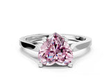White gold Fancy Pink Heart  Solitaire Diamond Ring with Four-Prong Setting and Tapered Band 1