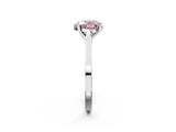 White gold Fancy Pink Heart  Solitaire Diamond Ring with Four-Prong Setting and Tapered Band 3