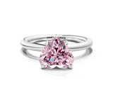 White gold Fancy Pink Heart  Solitaire Diamond Ring with Four-Prong Setting on a Plain Band_32