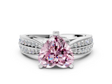 White gold Fancy Pink Heart  Solitaire Diamond Ring with Milgrain Pavé Band and Four-Prong Setting_44