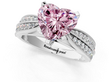 White gold Fancy Pink Heart  Solitaire Diamond Ring with Milgrain Pavé Band and Four-Prong Setting_45