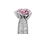 White gold Fancy Pink Heart  Solitaire Diamond Ring with Milgrain Pavé Band and Four-Prong Setting_49