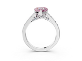 White gold Fancy Pink Heart  Solitaire Diamond Ring with Pavé Band and Four-Prong Setting_108