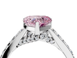 White gold Fancy Pink Heart  Solitaire Diamond Ring with Pavé Band and Four-Prong Setting_111