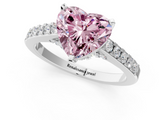 White gold Fancy Pink Heart  Solitaire Diamond Ring with Pavé Band and Four-Prong Setting_113