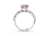 White gold Fancy Pink Heart  Solitaire Diamond Ring with Pave Band and Four-Prong Setting_262