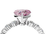 White gold Fancy Pink Heart  Solitaire Diamond Ring with Pave Band and Four-Prong Setting_264