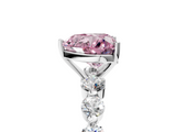 White gold Fancy Pink Heart  Solitaire Diamond Ring with Pave Band and Four-Prong Setting_264