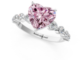 White gold Fancy Pink Heart  Solitaire Diamond Ring with Pave Band and Four-Prong Setting_267