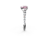 White gold Fancy Pink Heart  Solitaire Diamond Ring with Pave Band and Four-Prong Setting_268