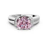 White gold Fancy Pink Heart  Solitaire Diamond Ring with Pave Band and Six-Prong Setting_57