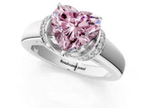 White gold Fancy Pink Heart  Solitaire Diamond Ring with Pave Band and Six-Prong Setting_58