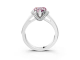 White gold Fancy Pink Heart  Solitaire Diamond Ring with Pave Band and Six-Prong Setting_60