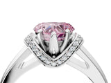White gold Fancy Pink Heart  Solitaire Diamond Ring with Pave Band and Six-Prong Setting_76