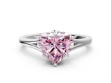 White gold Fancy Pink Heart  Solitaire Diamond Ring with Six-Prong Setting and Tapered Band_17